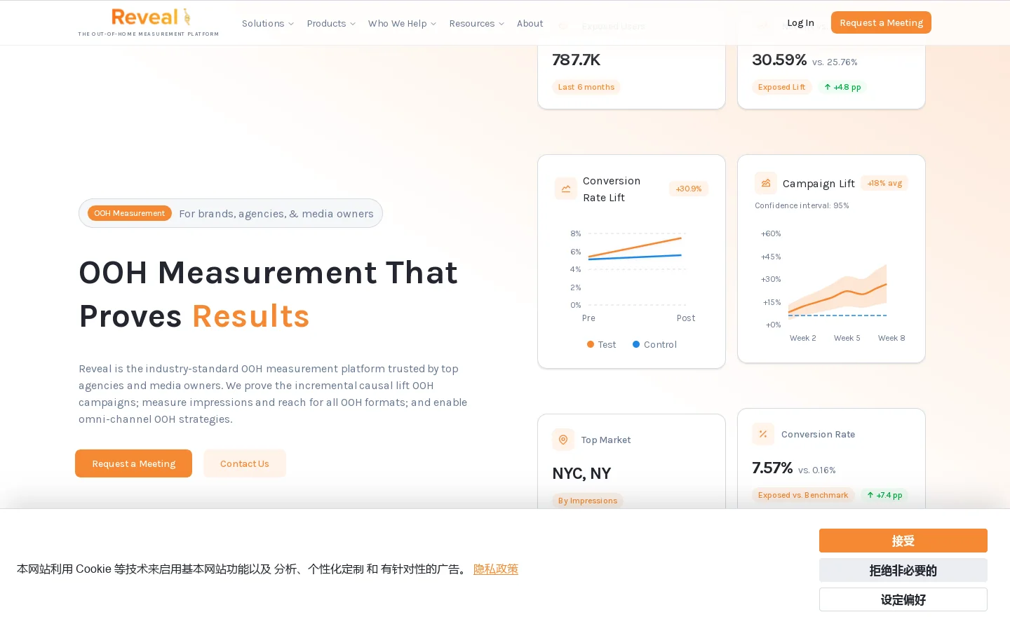 Reveal | OOH Measurement & Attribution Platform | Reveal Homepage screenshot