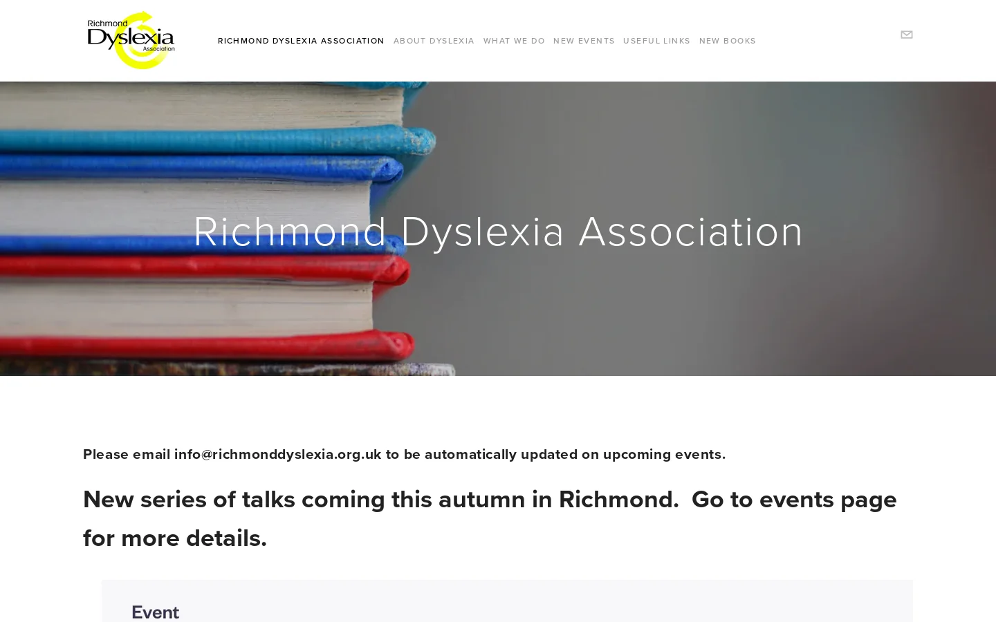 Richmond Dyslexia Association Homepage screenshot