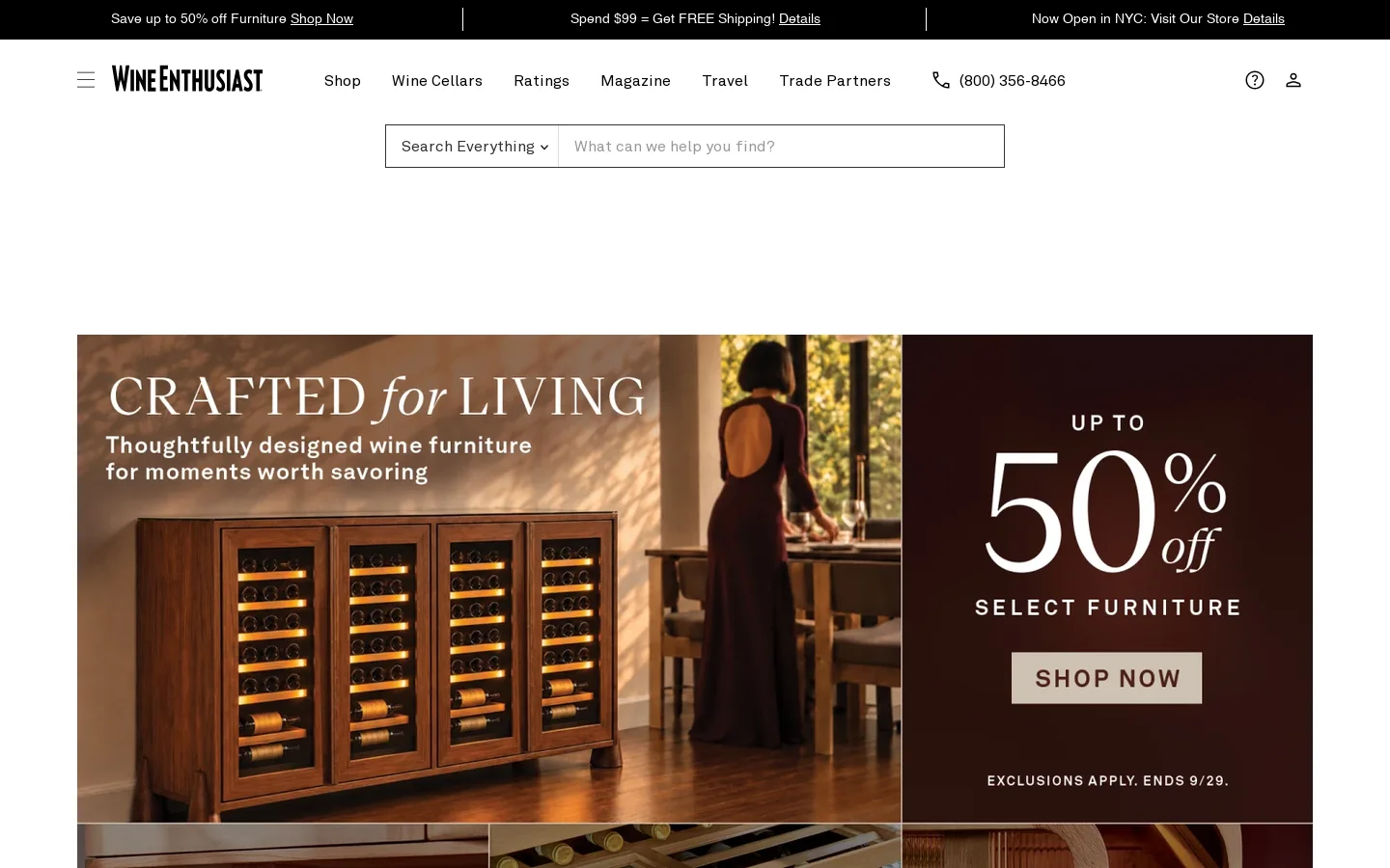Wine Enthusiast Homepage screenshot