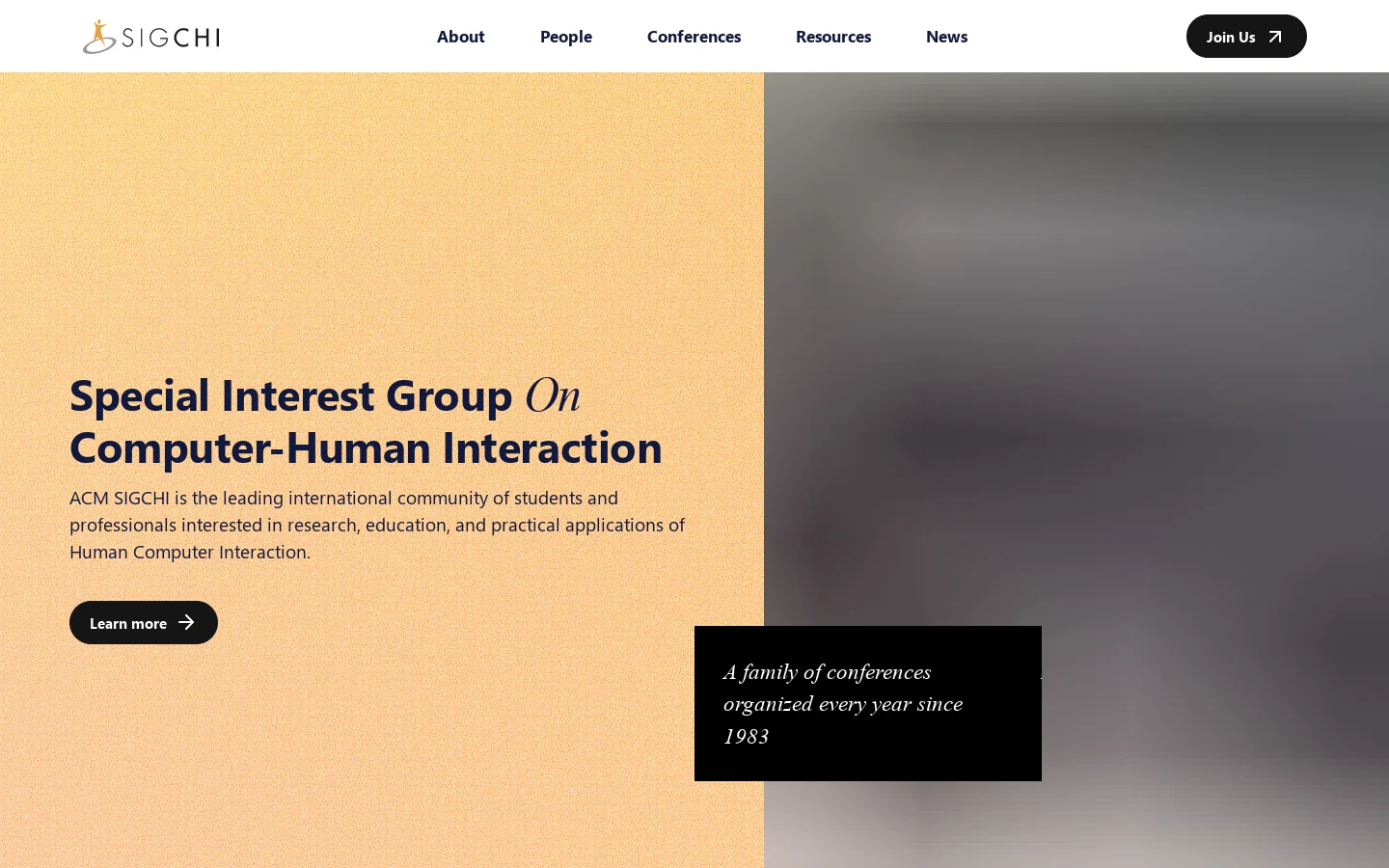SIGCHI Homepage screenshot