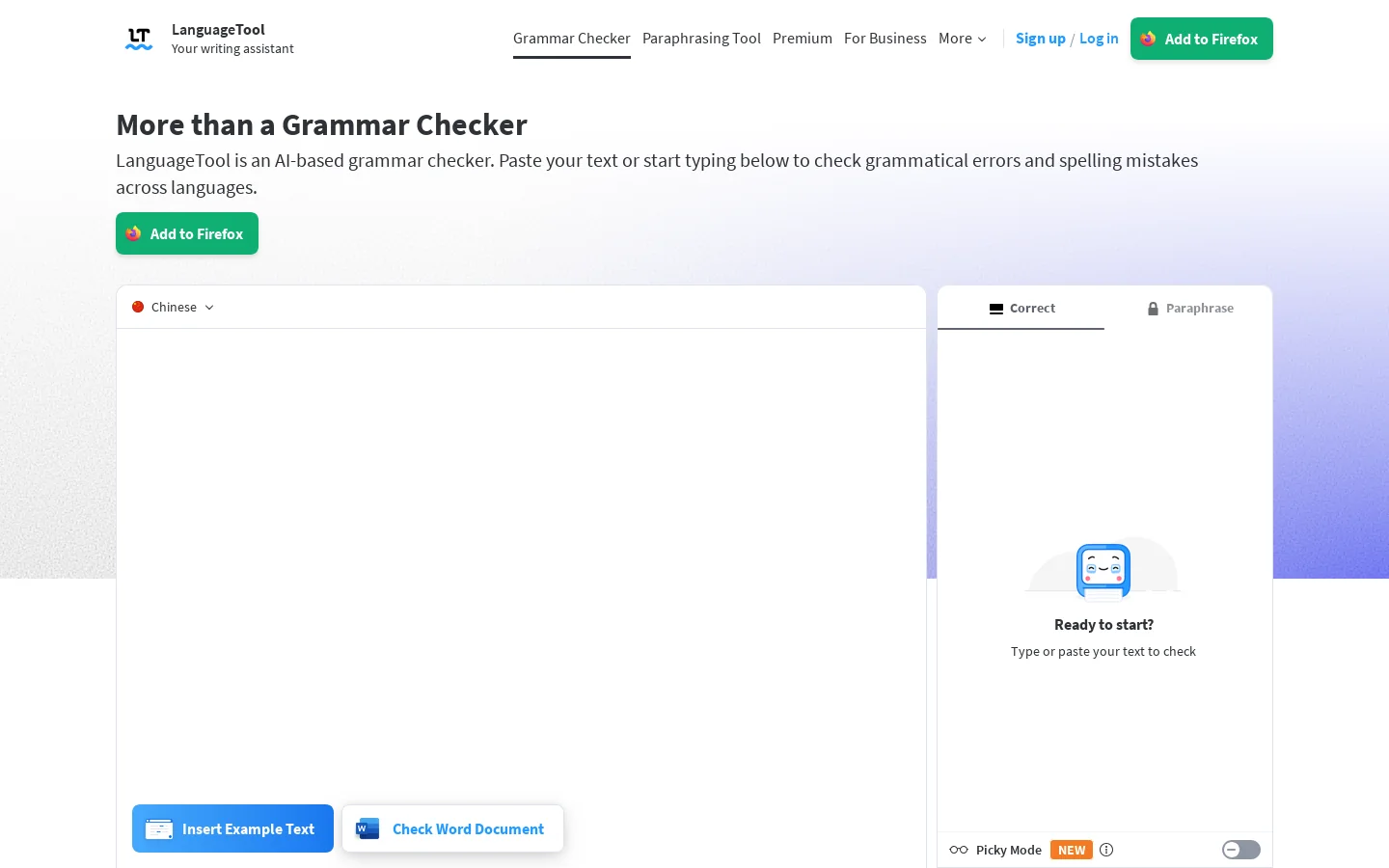 LanguageTool Homepage screenshot