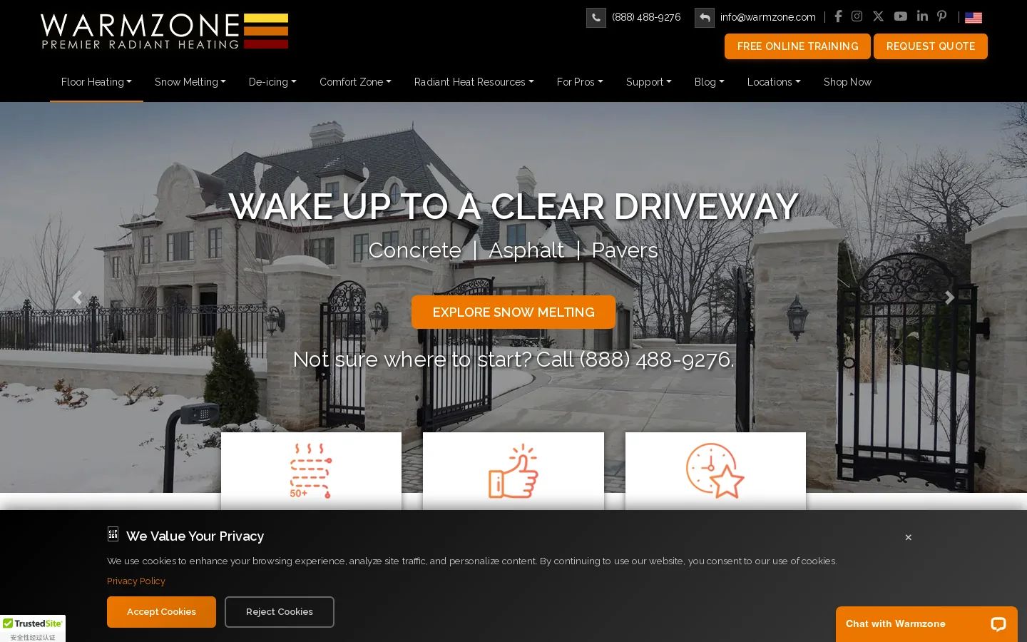 WarmZone Homepage screenshot