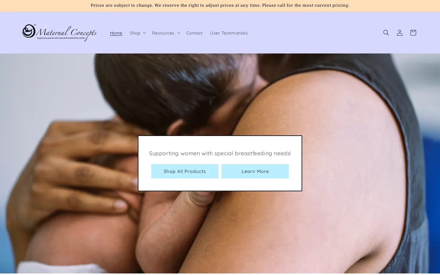 Maternal Concepts® Homepage screenshot