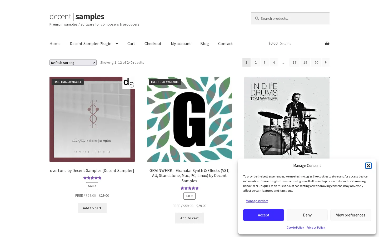 Shop - decent|SAMPLES Homepage screenshot