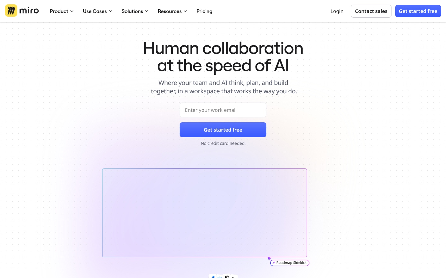 Miro Homepage screenshot