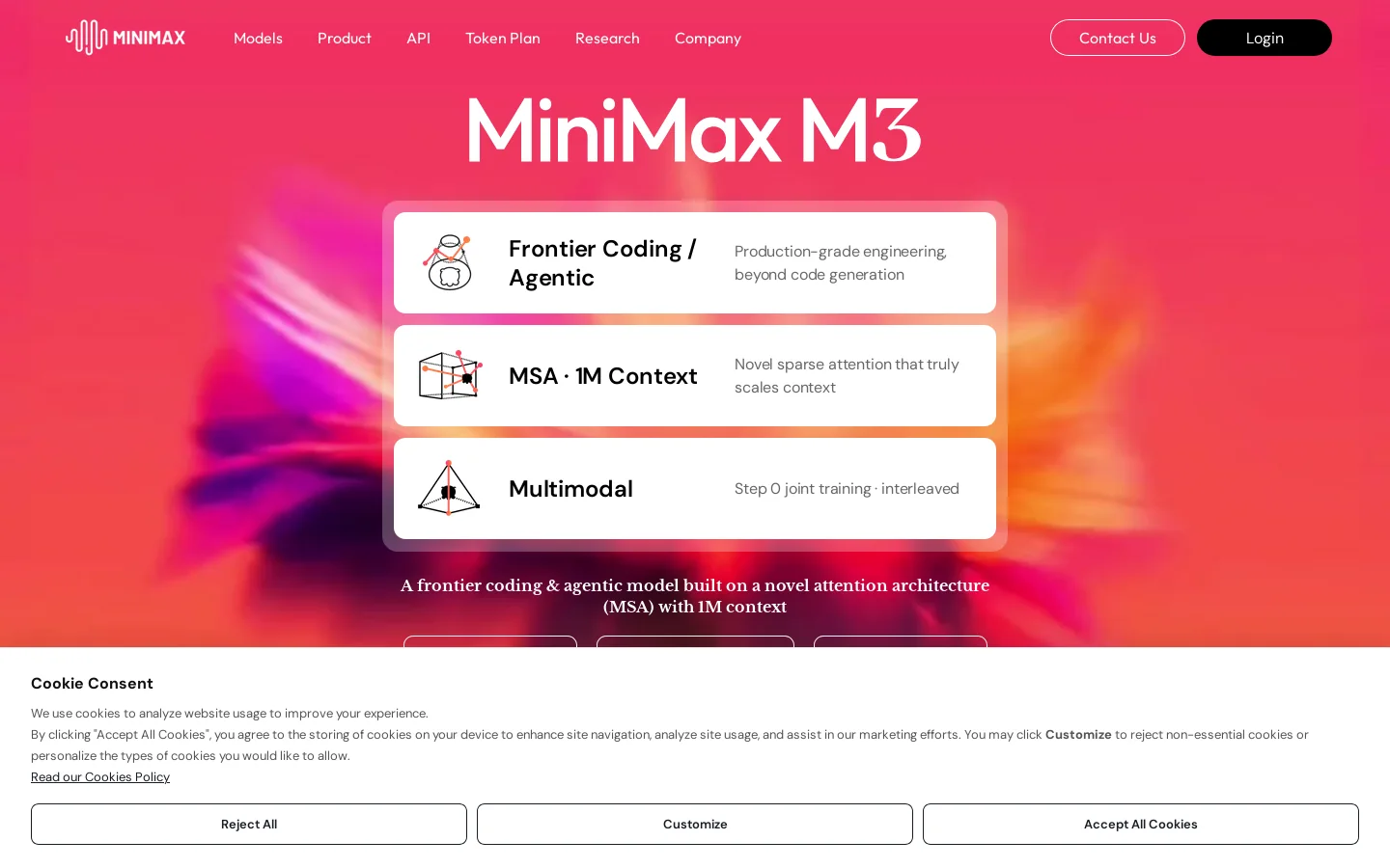 MiniMax Homepage screenshot
