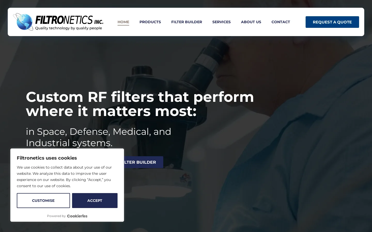 Filtronetics Homepage screenshot