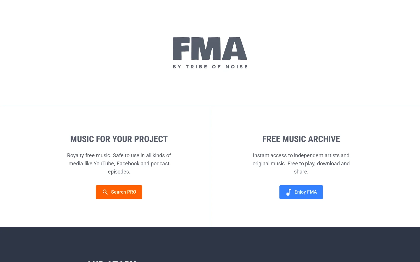 Free Music Archive Homepage screenshot
