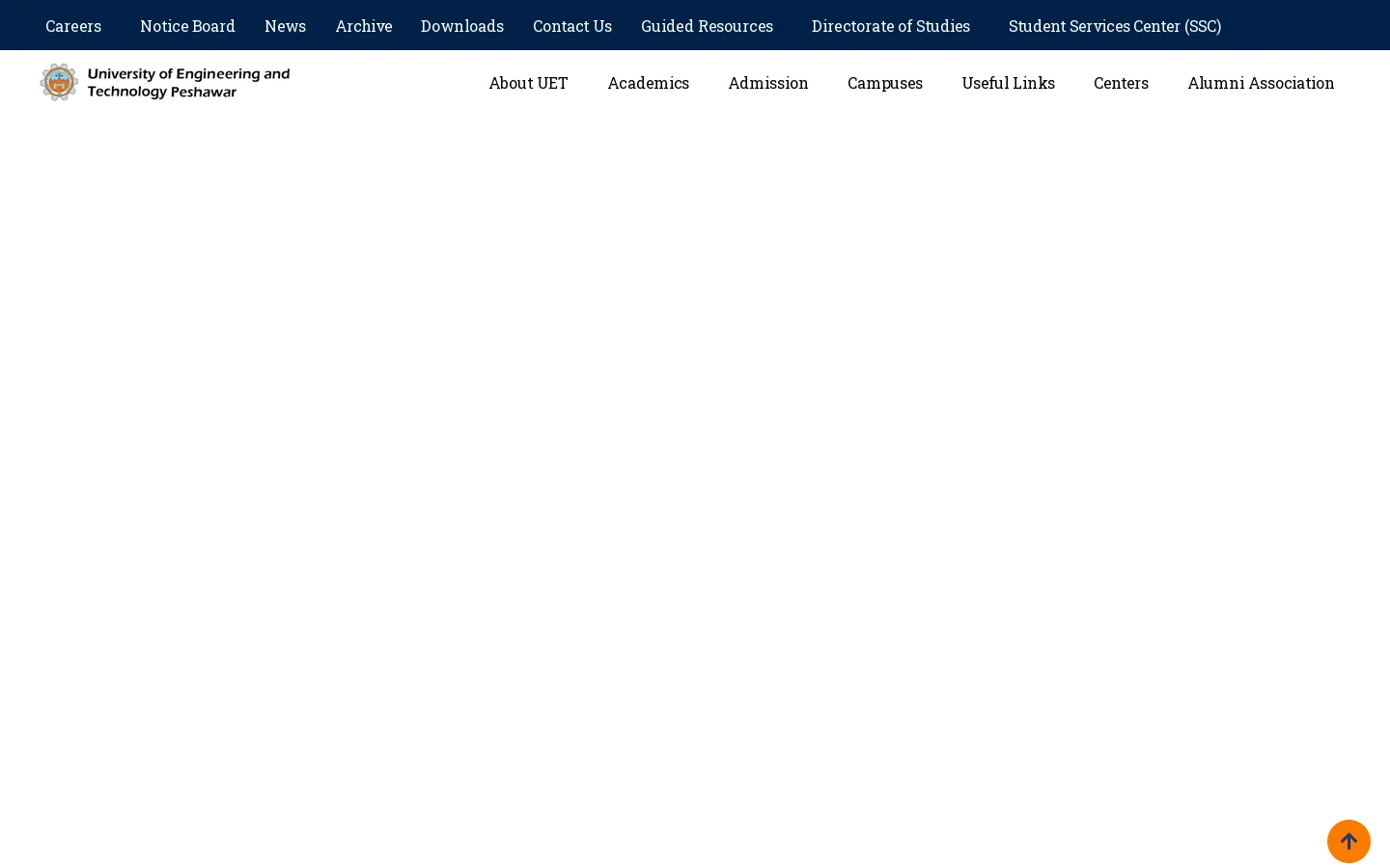 UET Peshawar Homepage screenshot