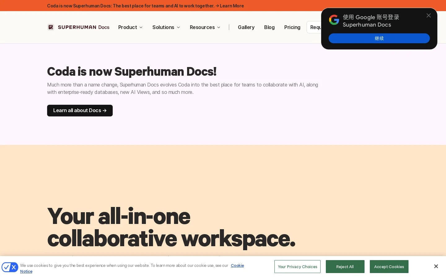 Coda Homepage screenshot