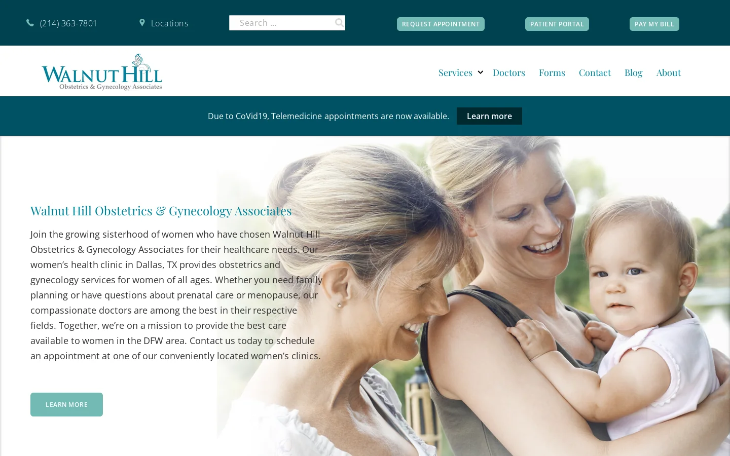 OBGYN Services & Treatments in Dallas by Walnut Hill OBGYN Homepage screenshot