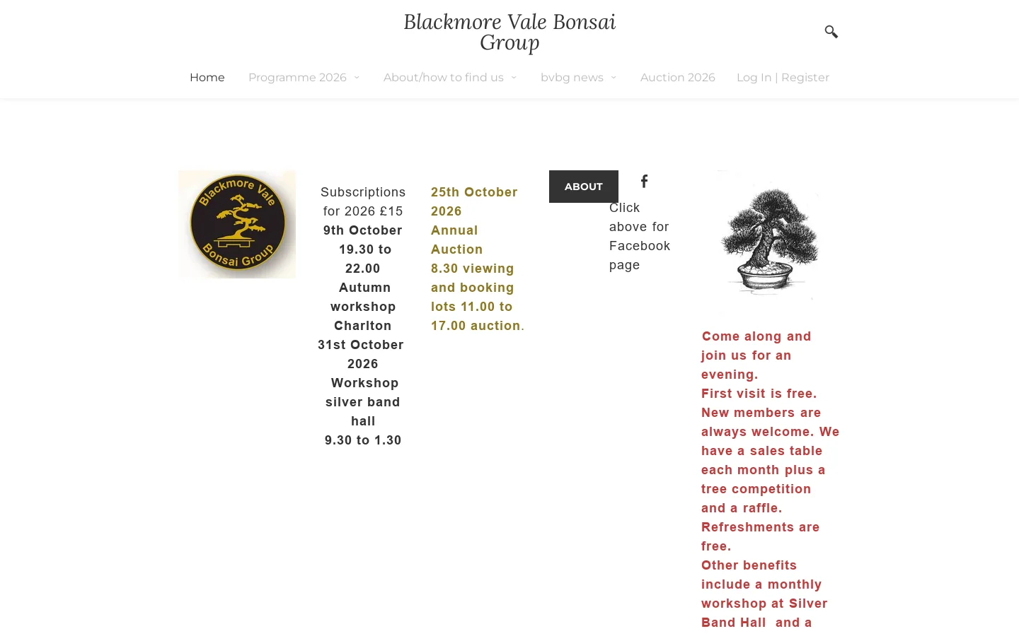 Blackmore Vale Bonsai Group Homepage screenshot