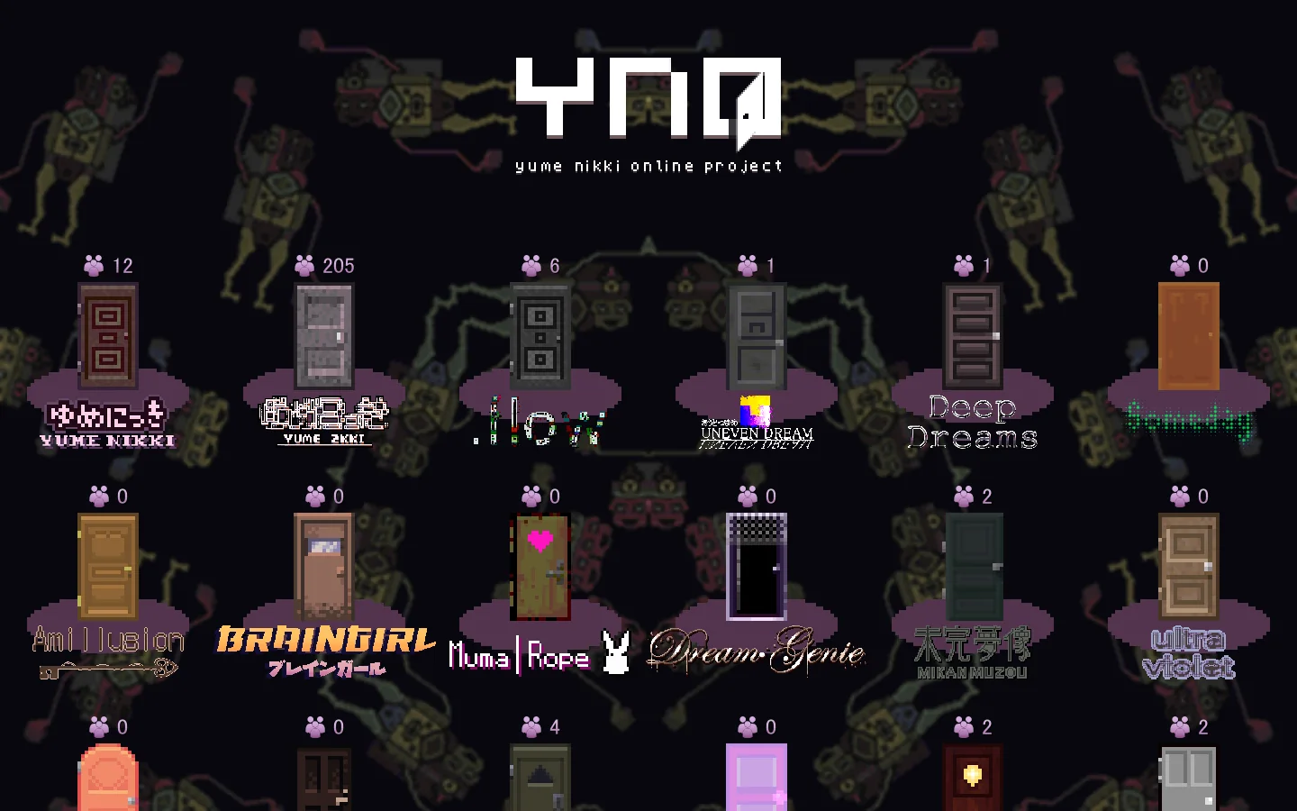 Yume Nikki Online Project Homepage screenshot