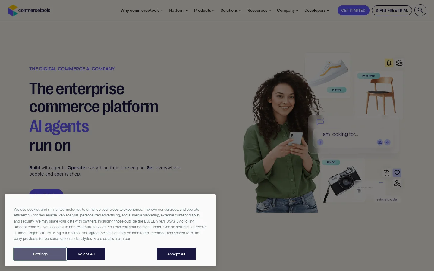 commercetools Homepage screenshot