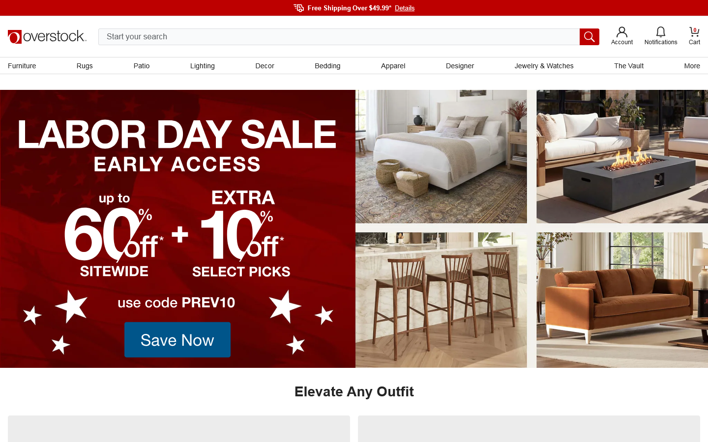 Shop Overstock for Furniture, Rugs & Stylish Outdoor Living. Homepage screenshot