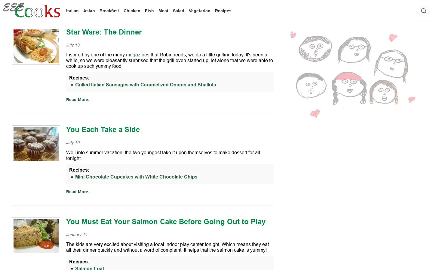 EEE Cooks Homepage screenshot