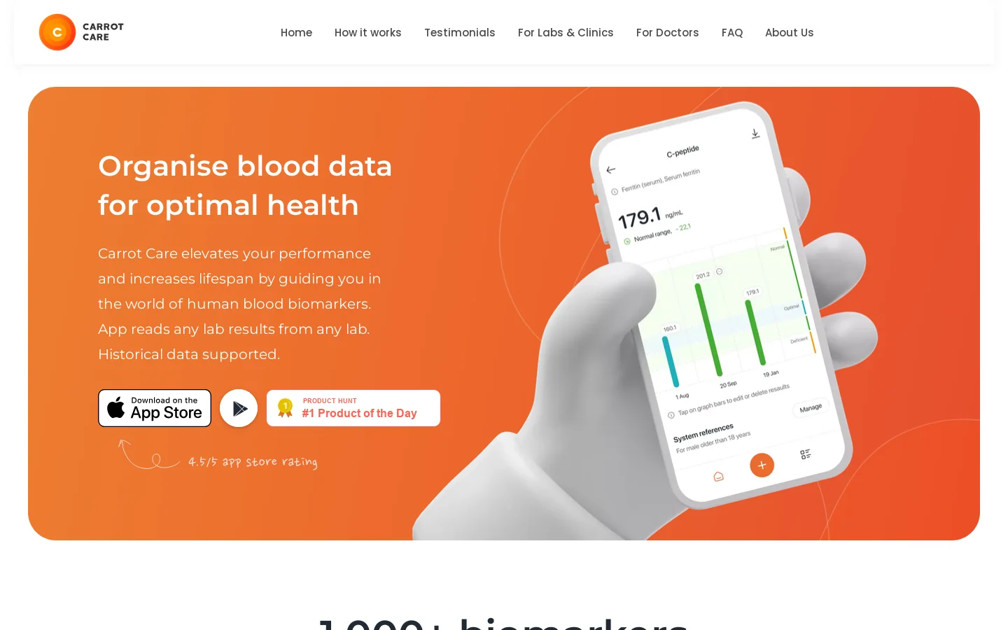 Carrot Care Homepage screenshot
