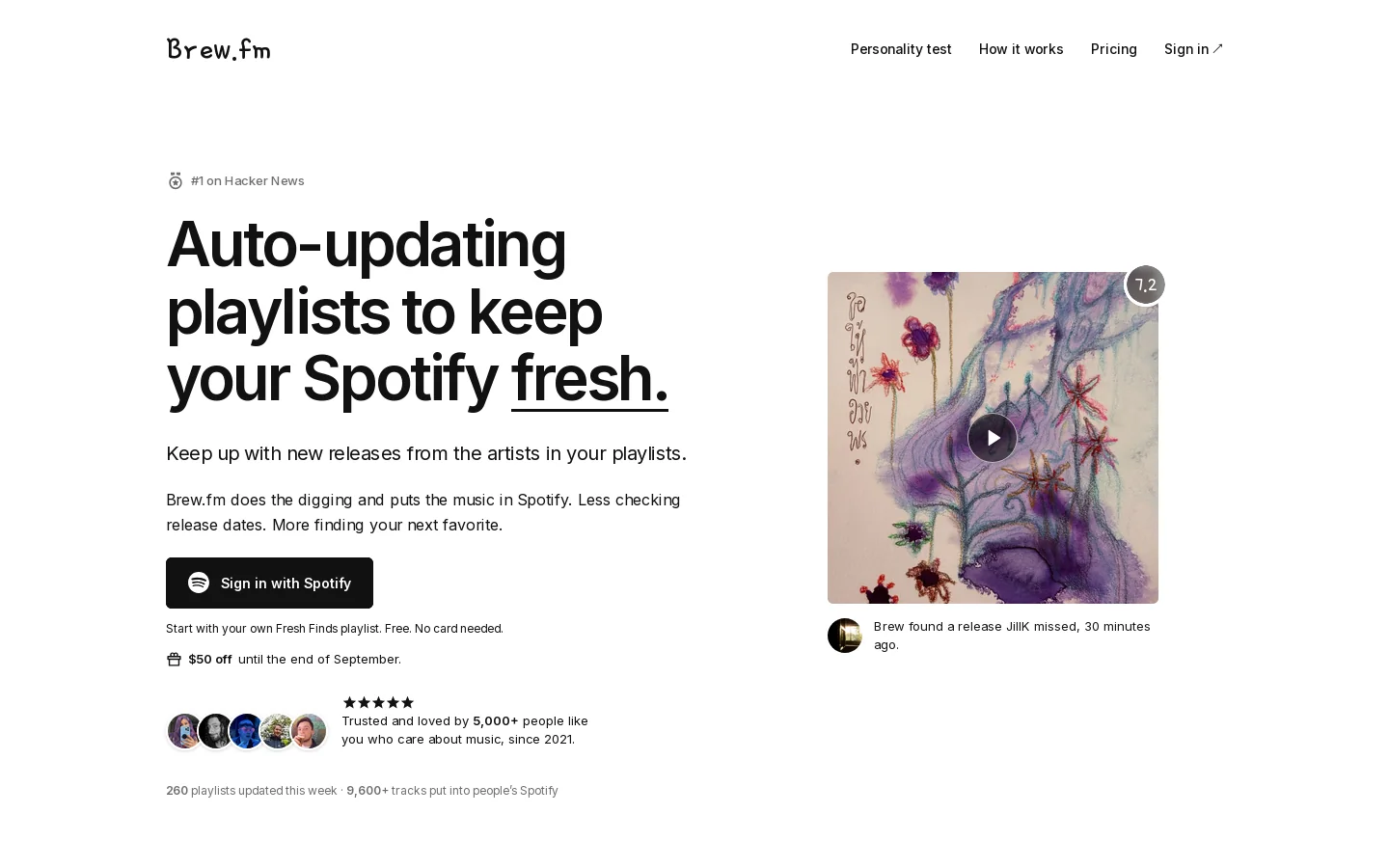brew.fm Homepage screenshot