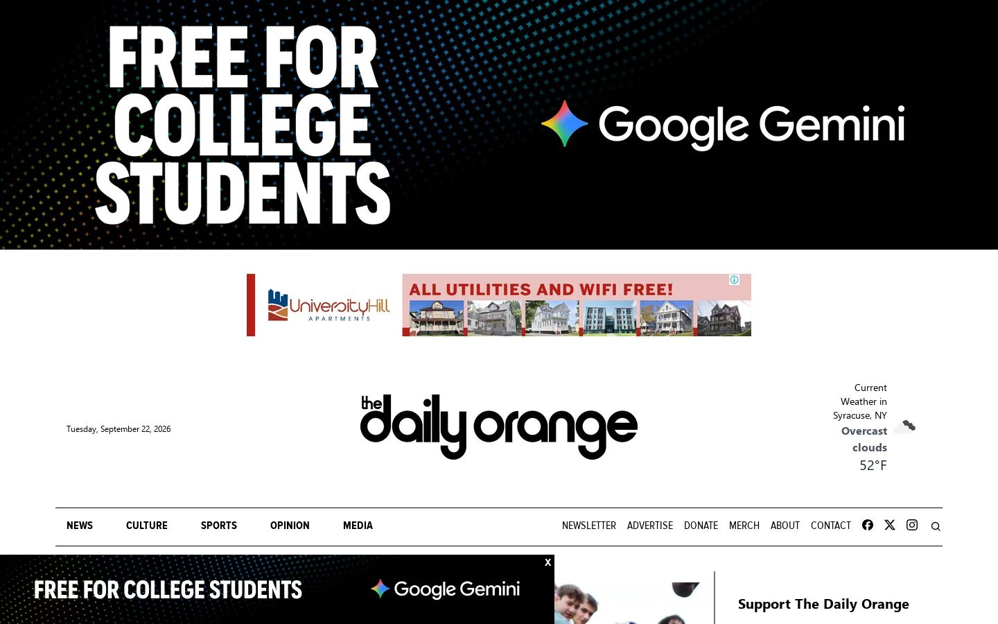 The Daily Orange - The Independent Student Newspaper of Syracuse, New York Homepage screenshot