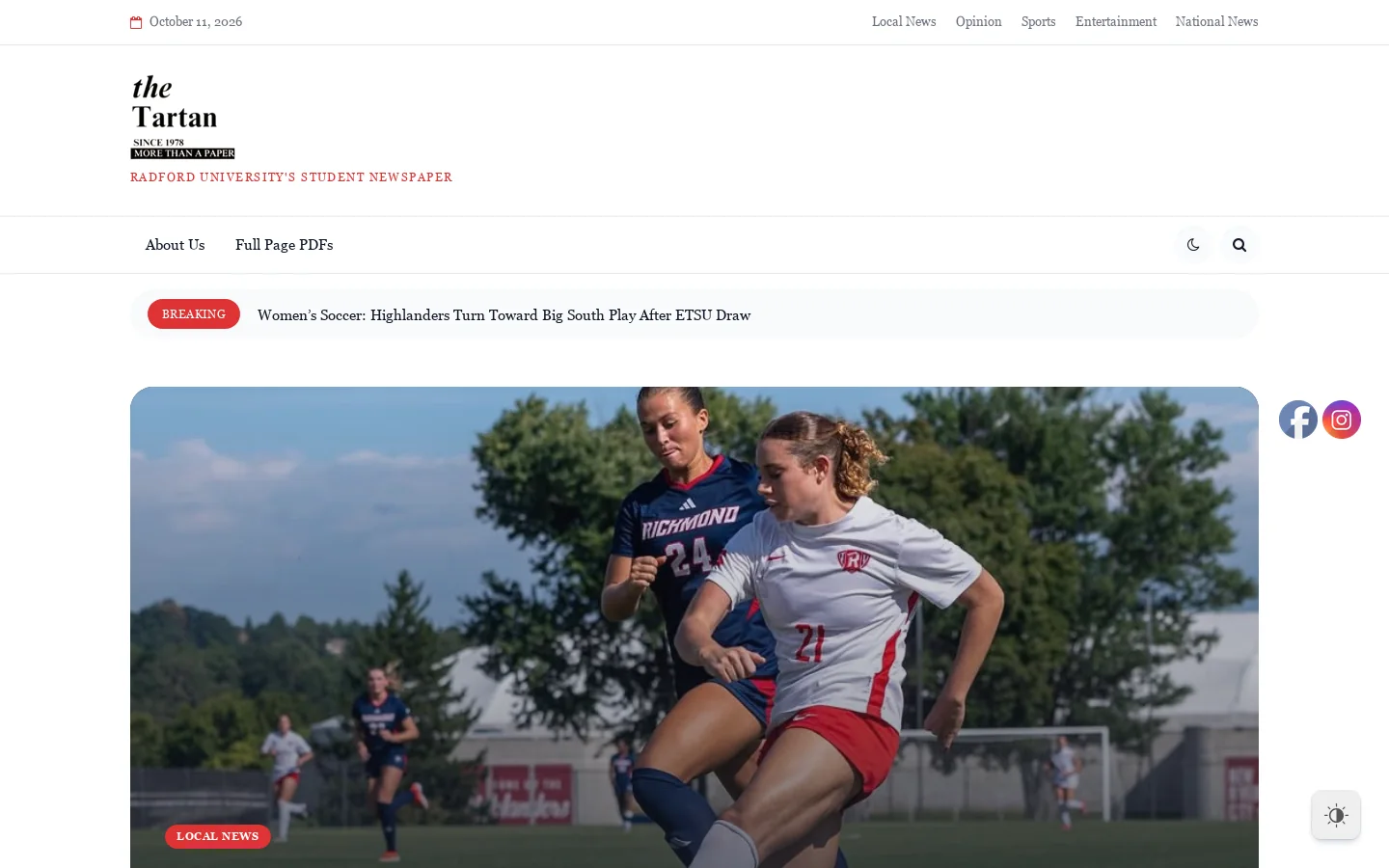 September 18, 2026 18 - Radford University's Student Newspaper Homepage screenshot