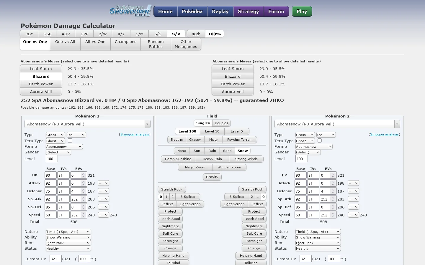 Pokémon Damage Calculator Homepage screenshot