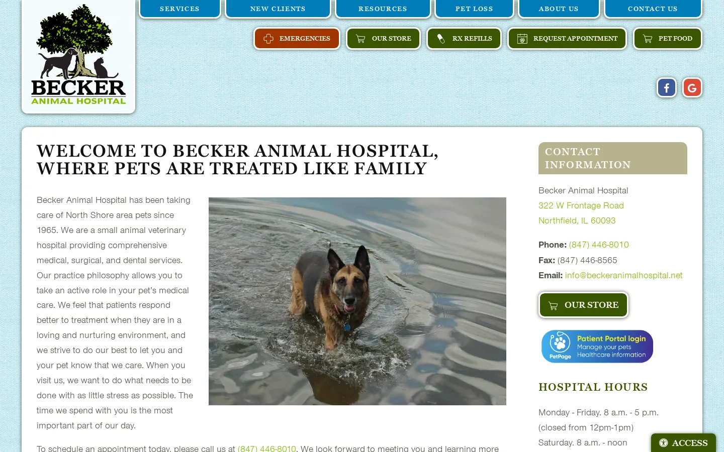 Becker Animal Hospital Homepage screenshot
