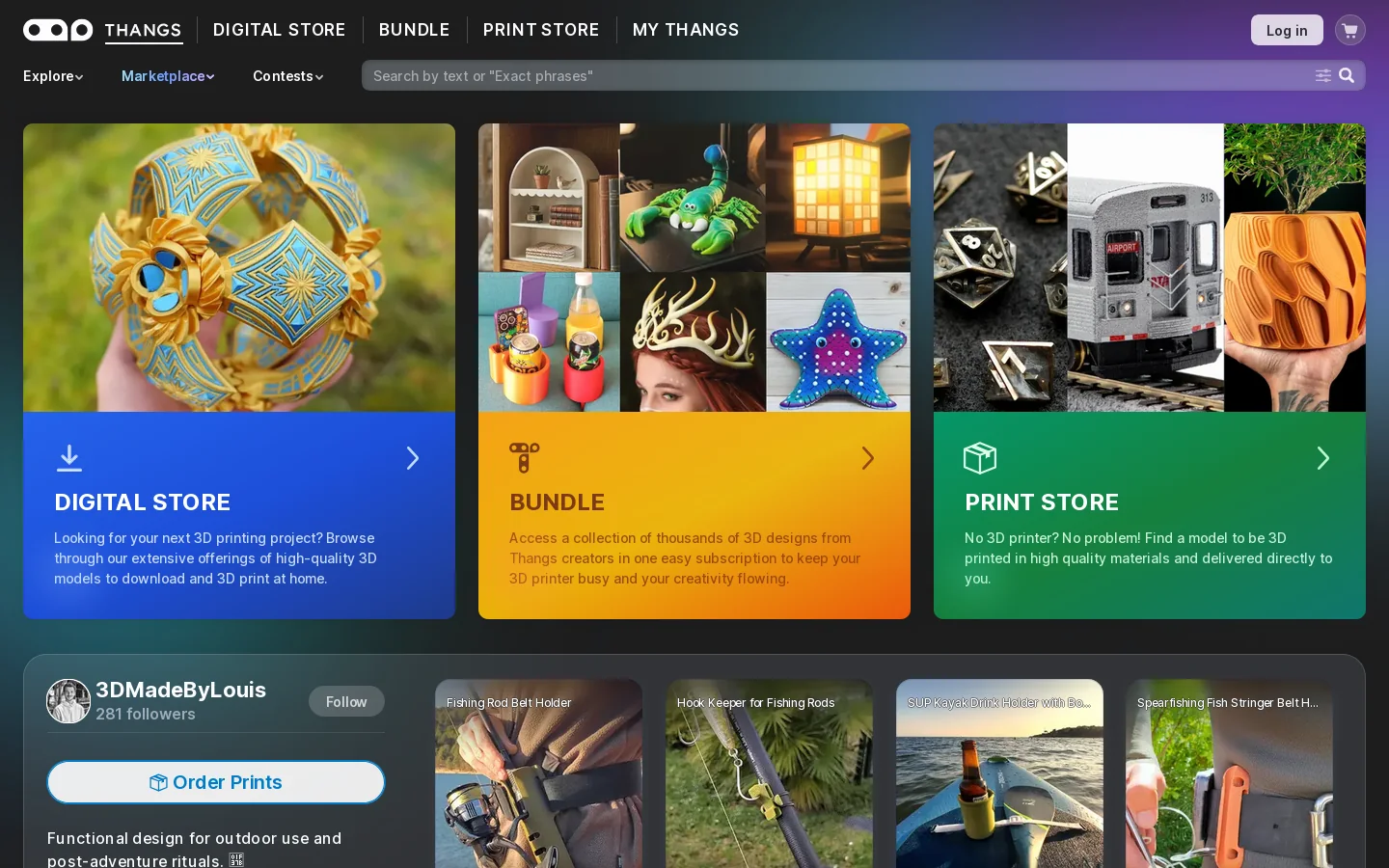 Thangs Homepage screenshot