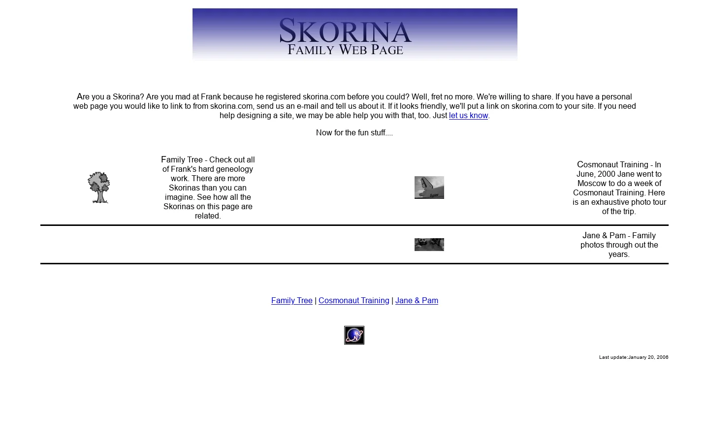The Skorina Family Home Page Homepage screenshot