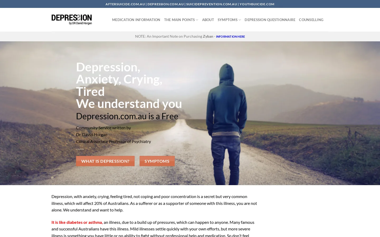 Depression.com.au Homepage screenshot