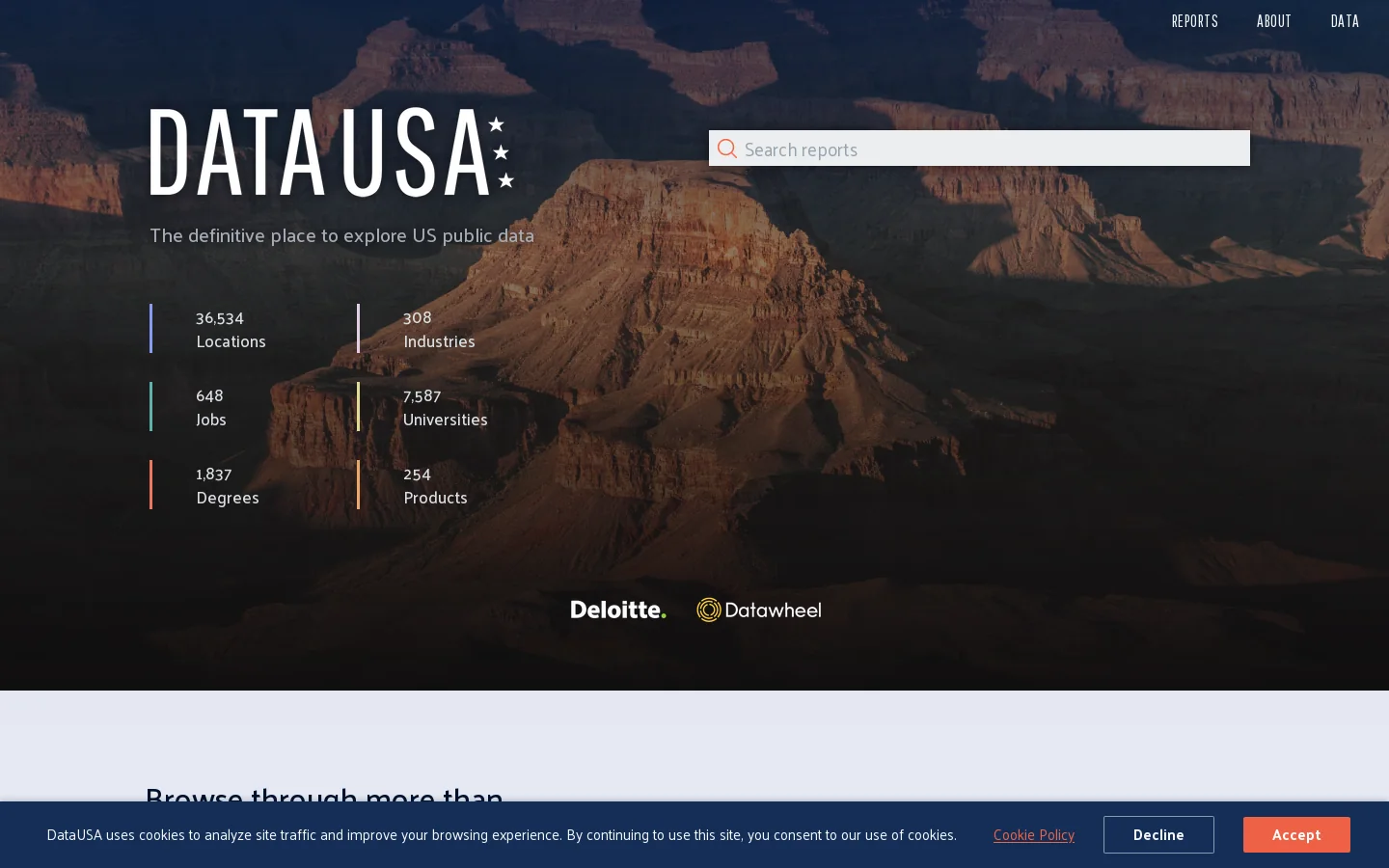 Data USA Homepage screenshot