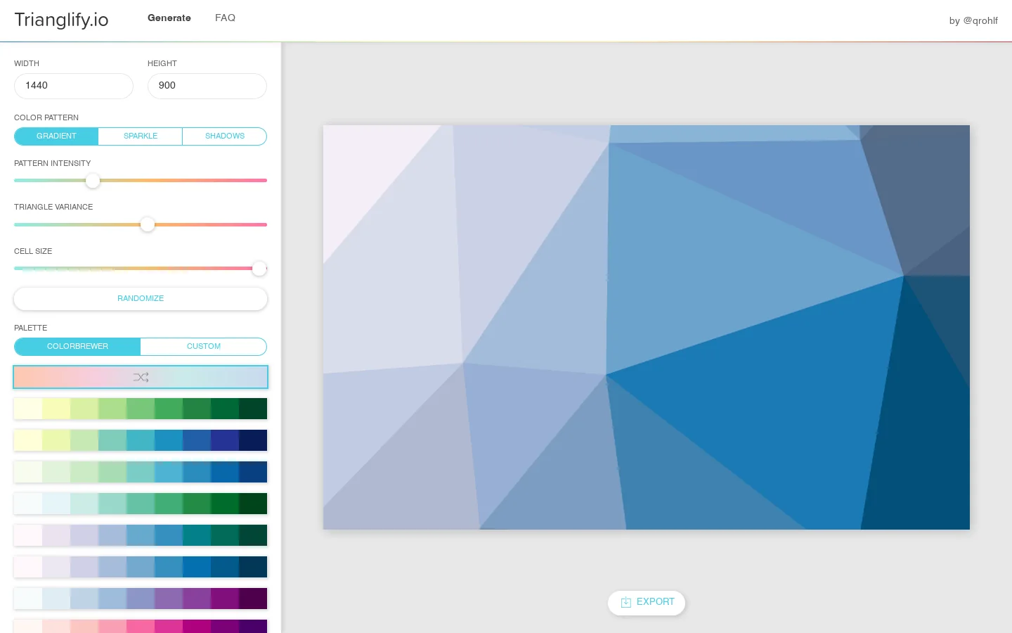 Trianglify.io Homepage screenshot