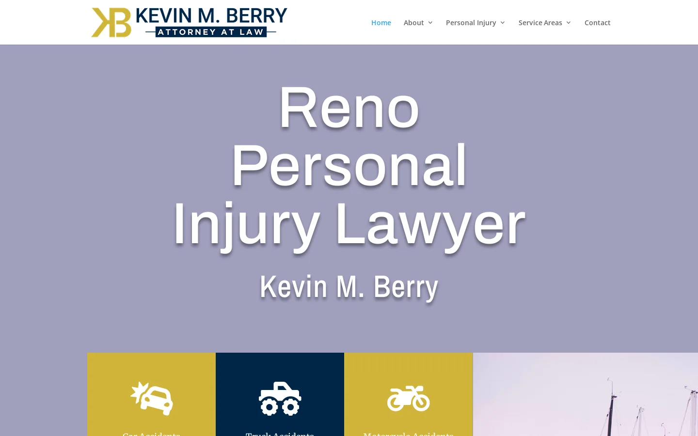 Vehicle Accident Reno Personal Injury Lawyer Kevin M. Berry Homepage screenshot