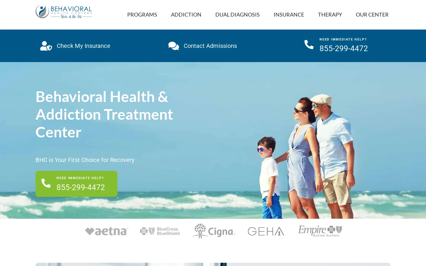 Behavioral Health Centers Homepage screenshot