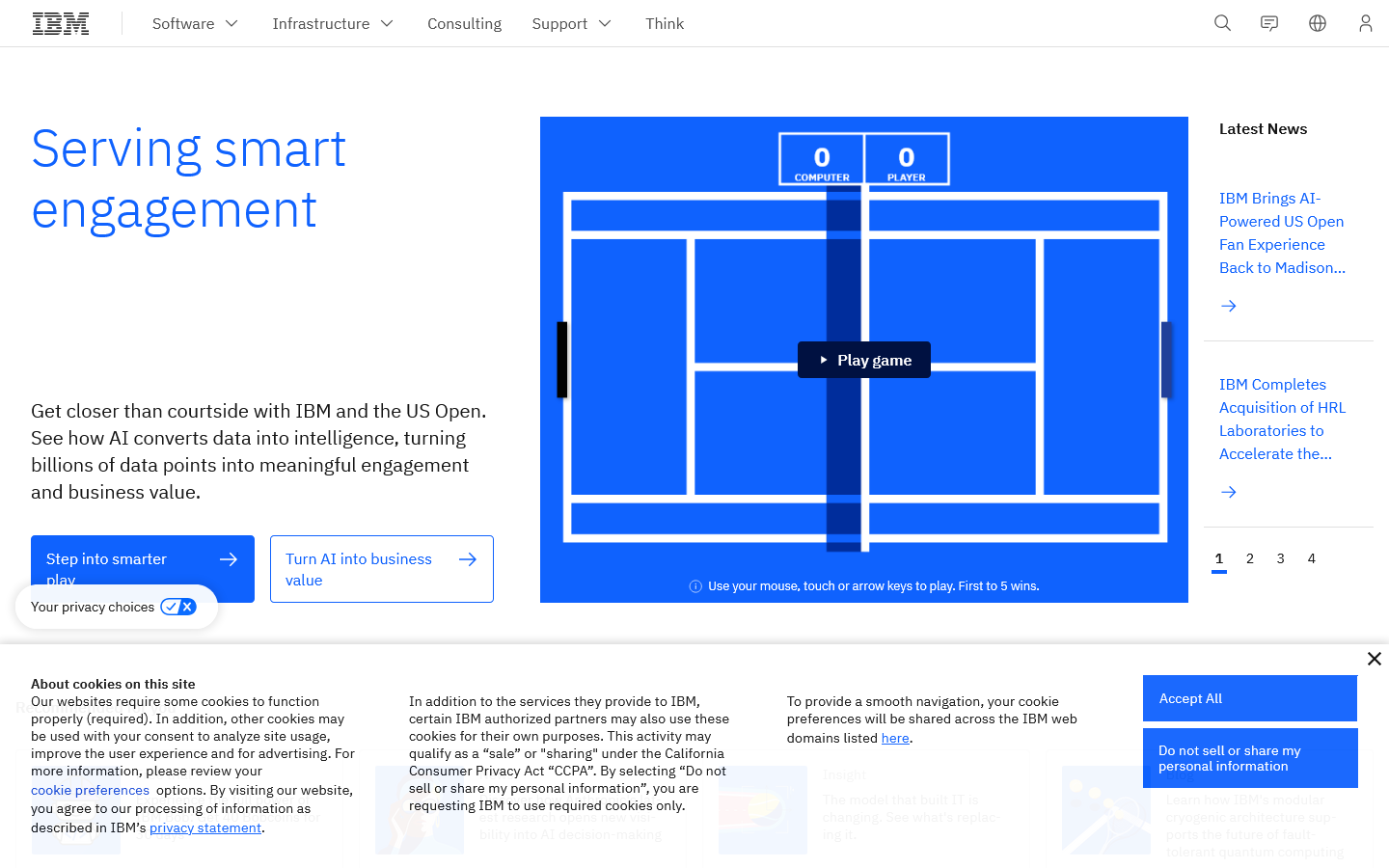 IBM Homepage screenshot