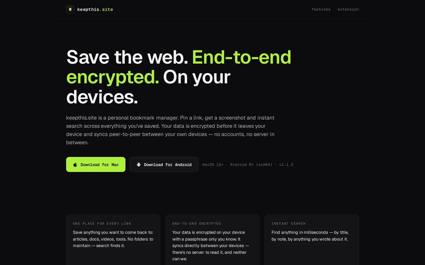 keepthis.site Homepage screenshot