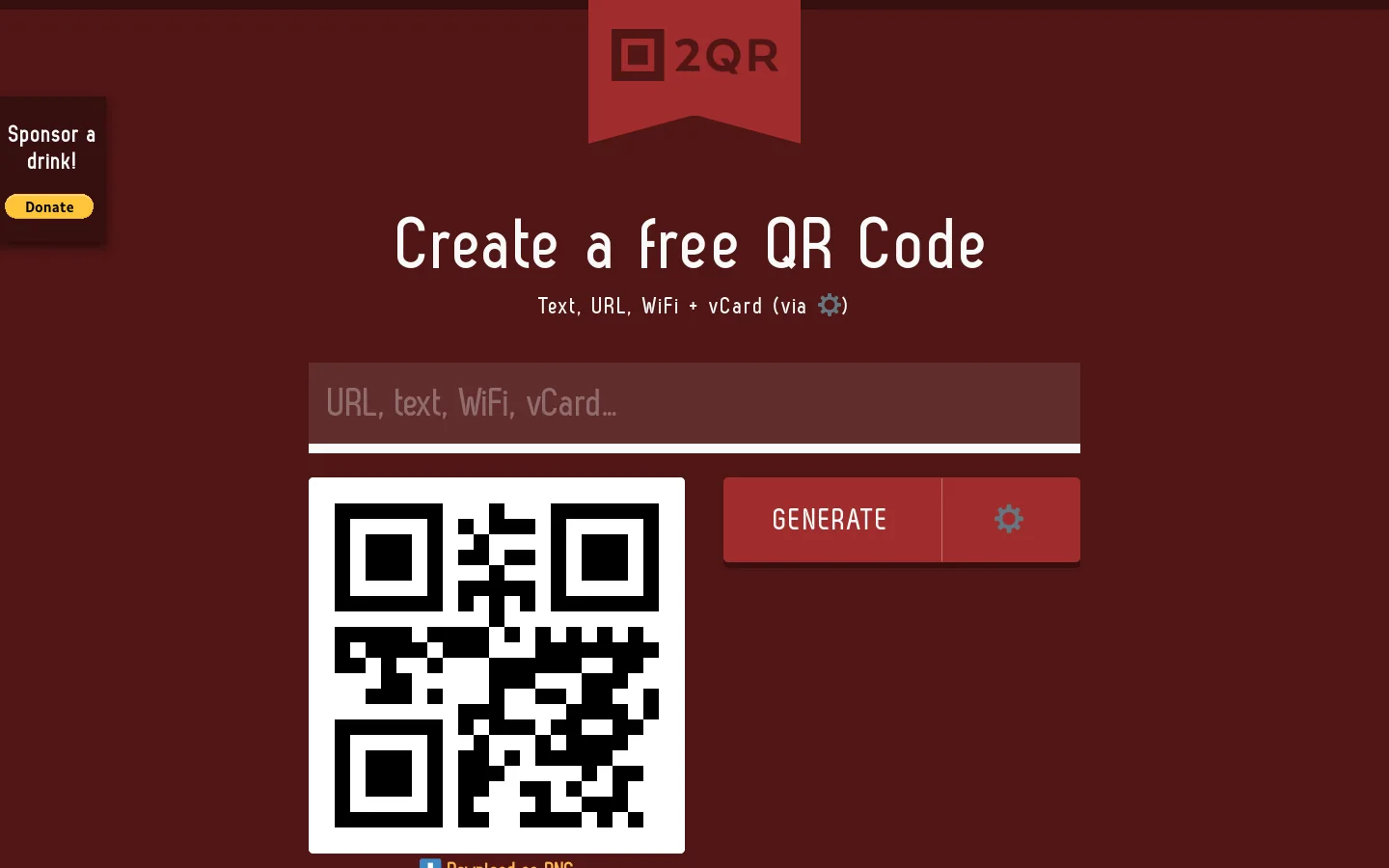 QR Code Generator ★ Free online QR code generator and creator for links, WIFI, vCards and more. Homepage screenshot