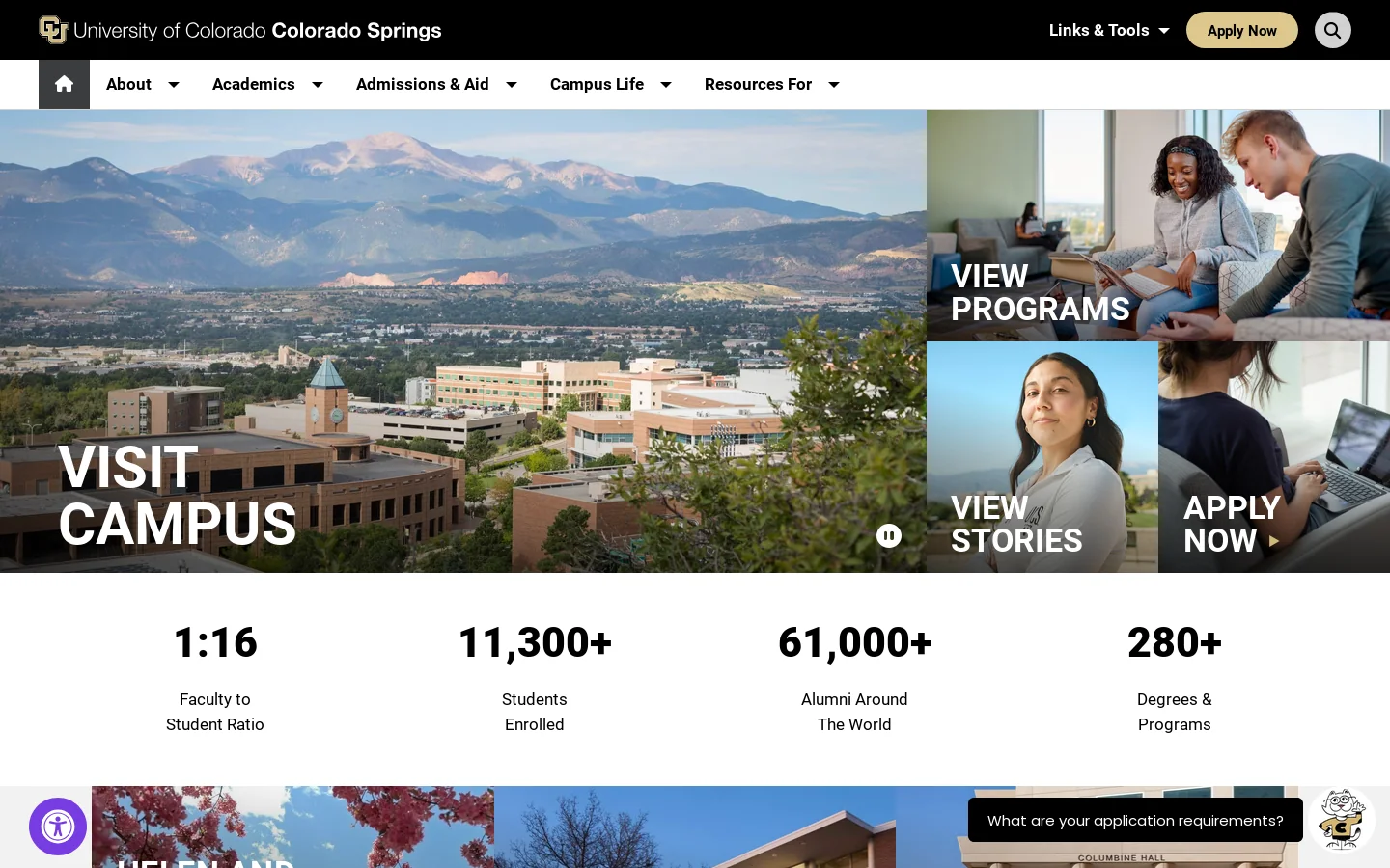 University of Colorado Colorado Springs Homepage screenshot