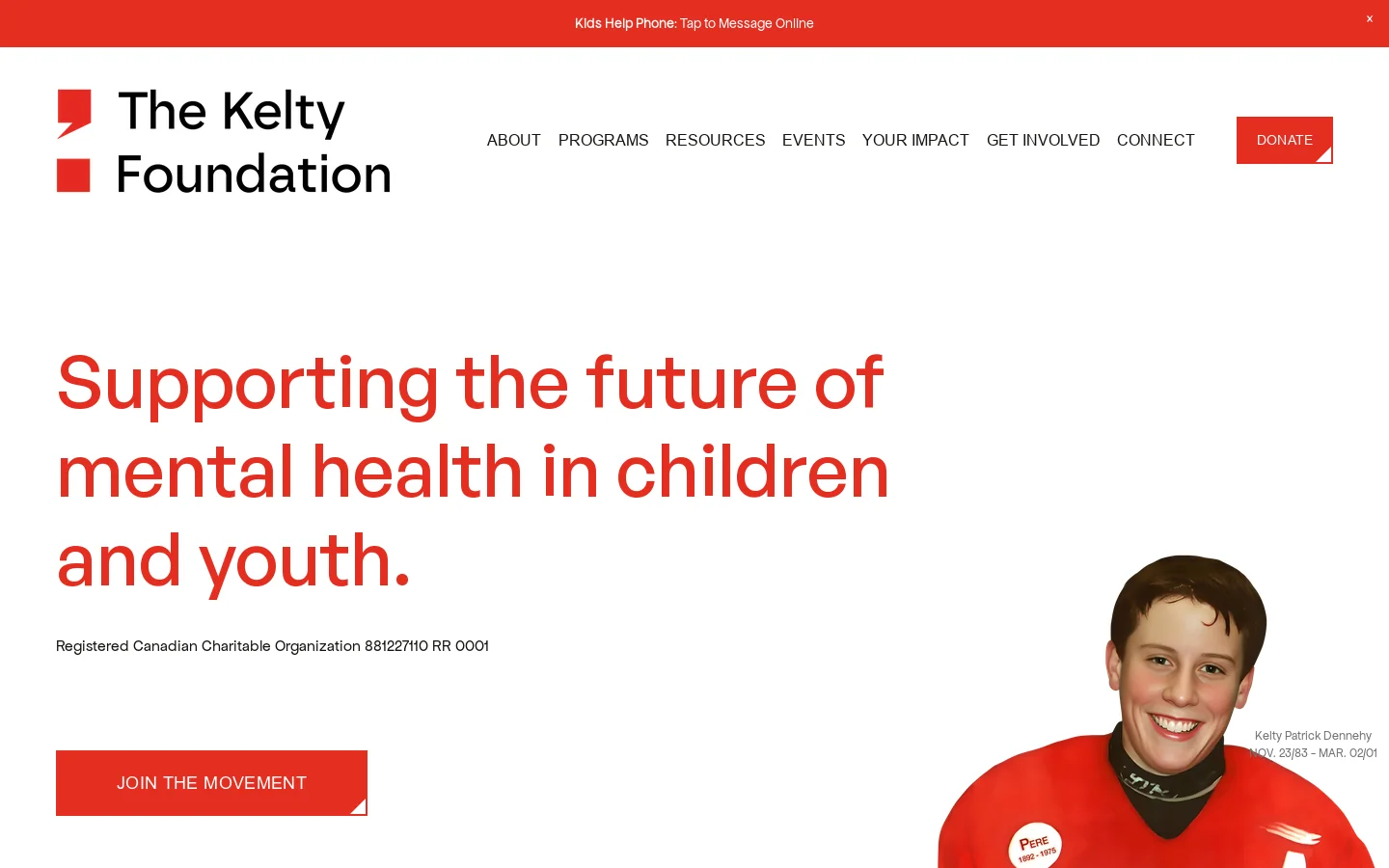 The Kelty Foundation Homepage screenshot