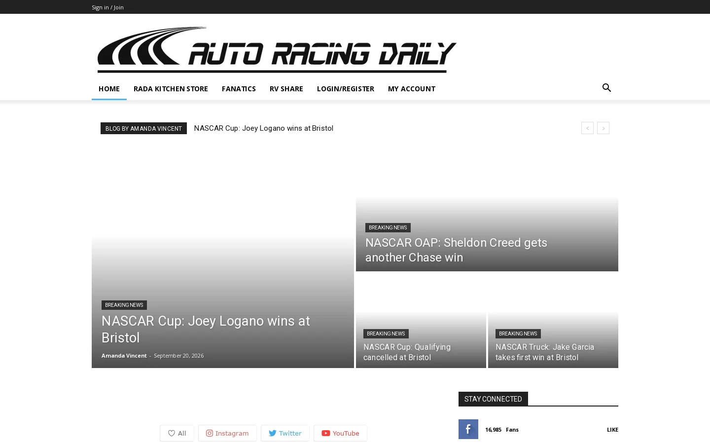 Auto Racing Daily Homepage screenshot
