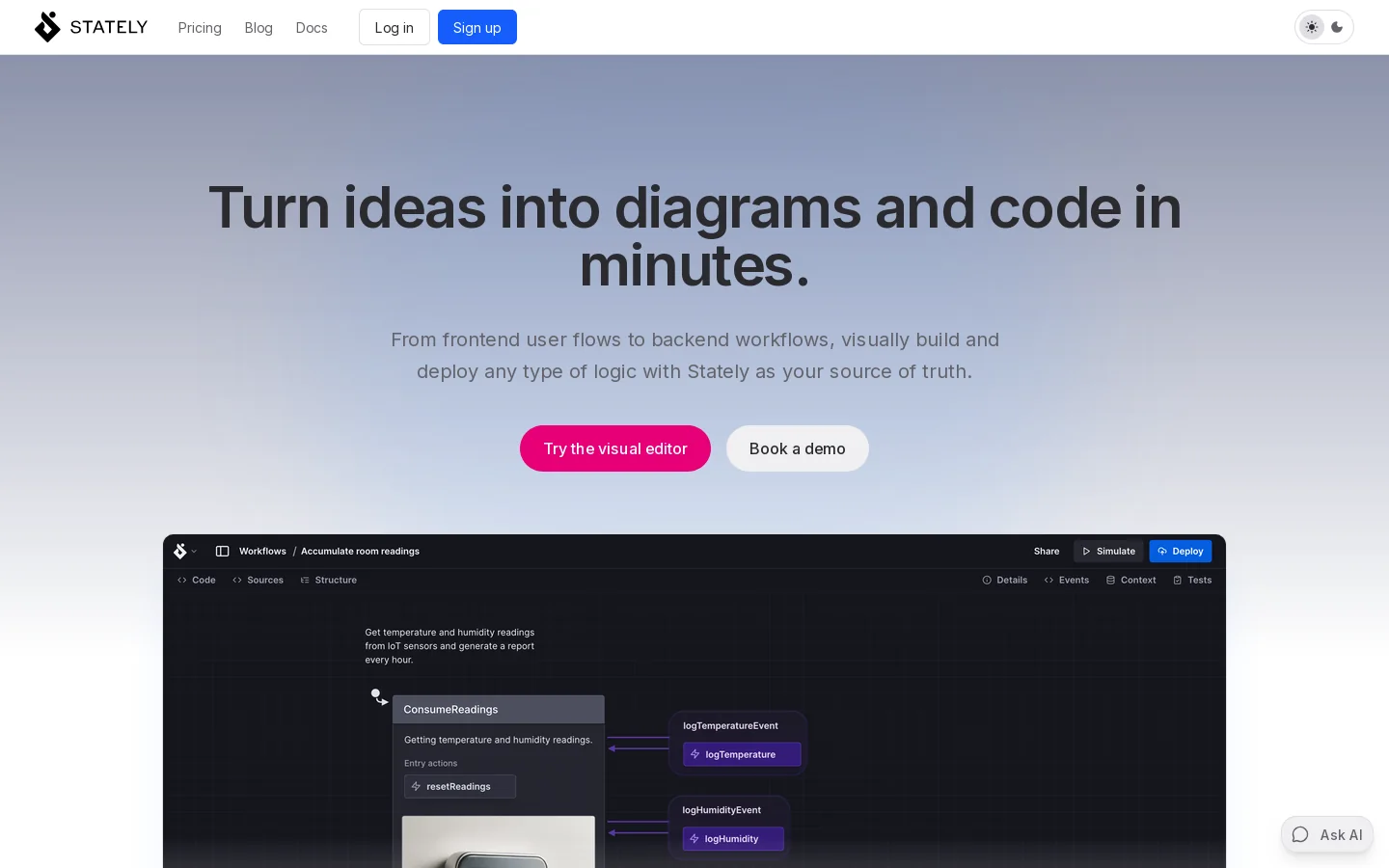 stately.ai Homepage screenshot