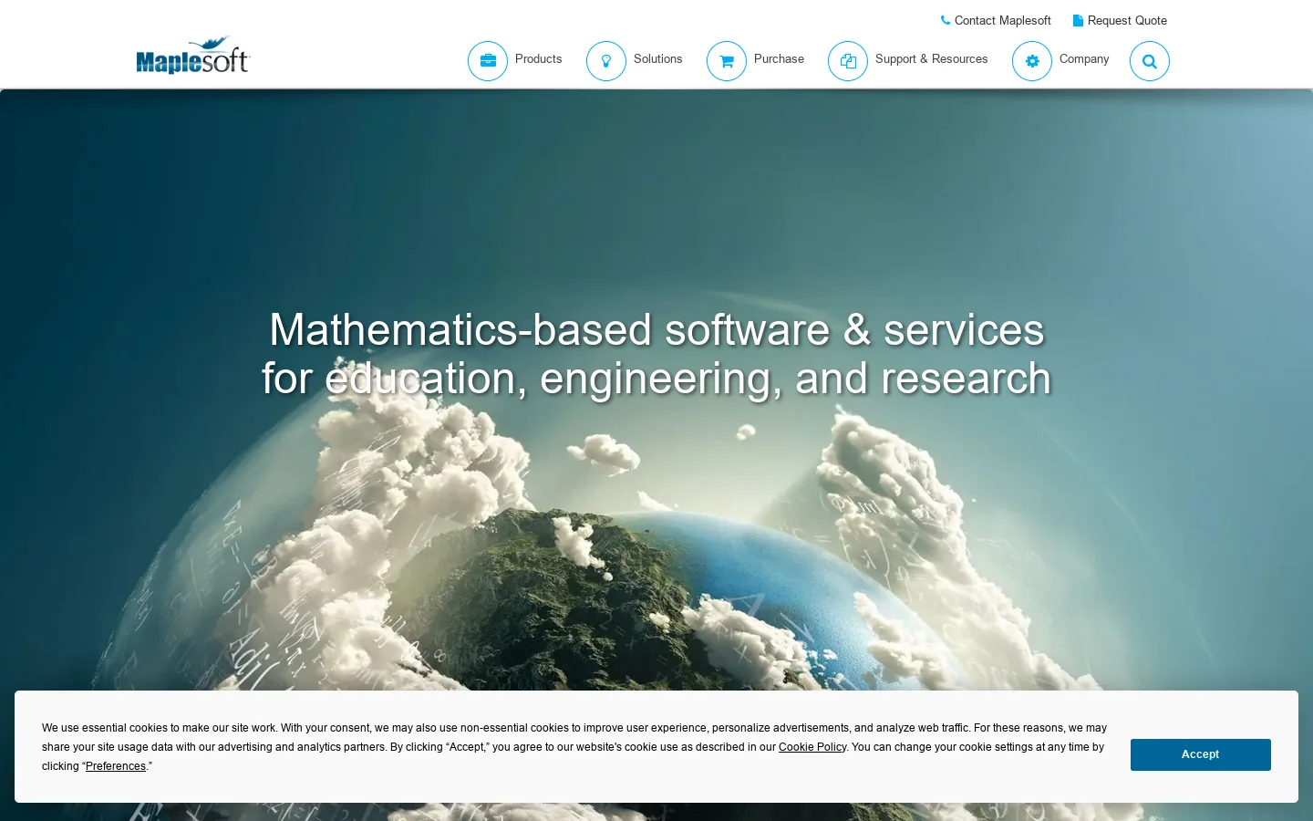 Maplesoft Homepage screenshot