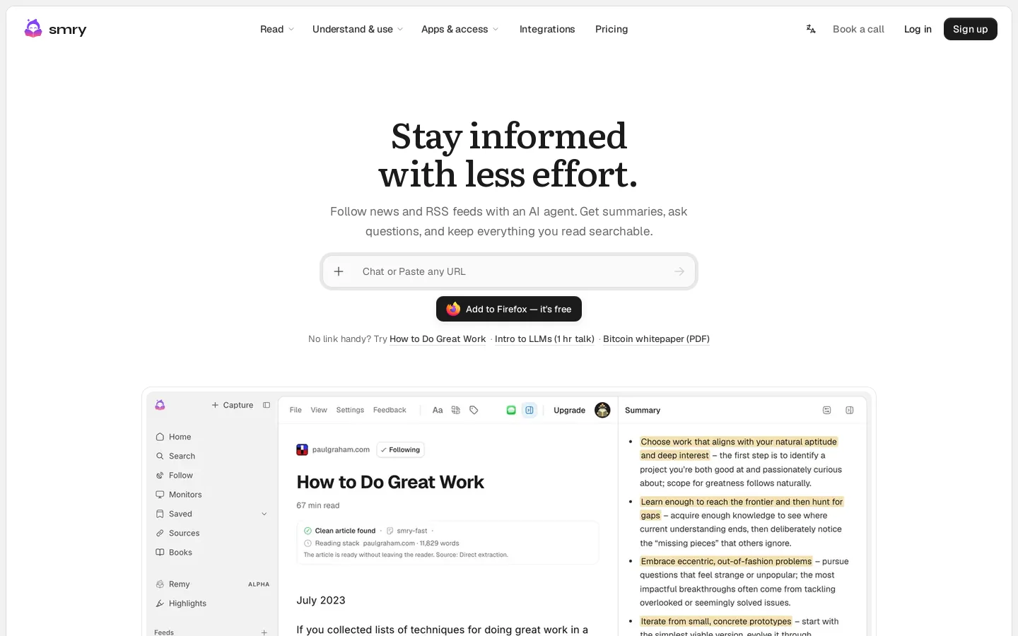 smry Homepage screenshot
