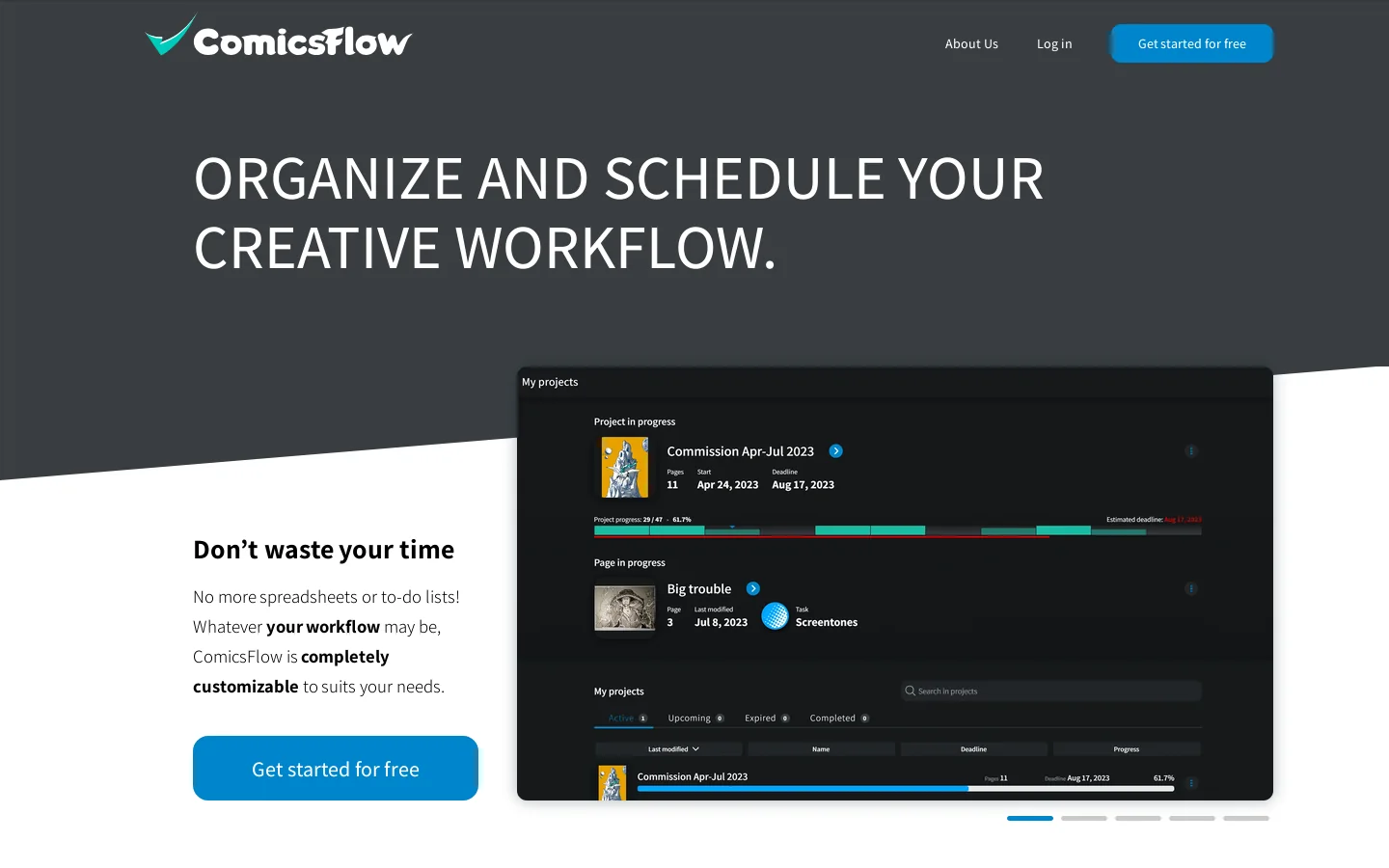 ComicsFlow Homepage screenshot