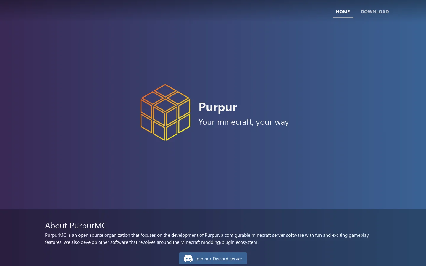 Purpur - Your minecraft, your way Homepage screenshot