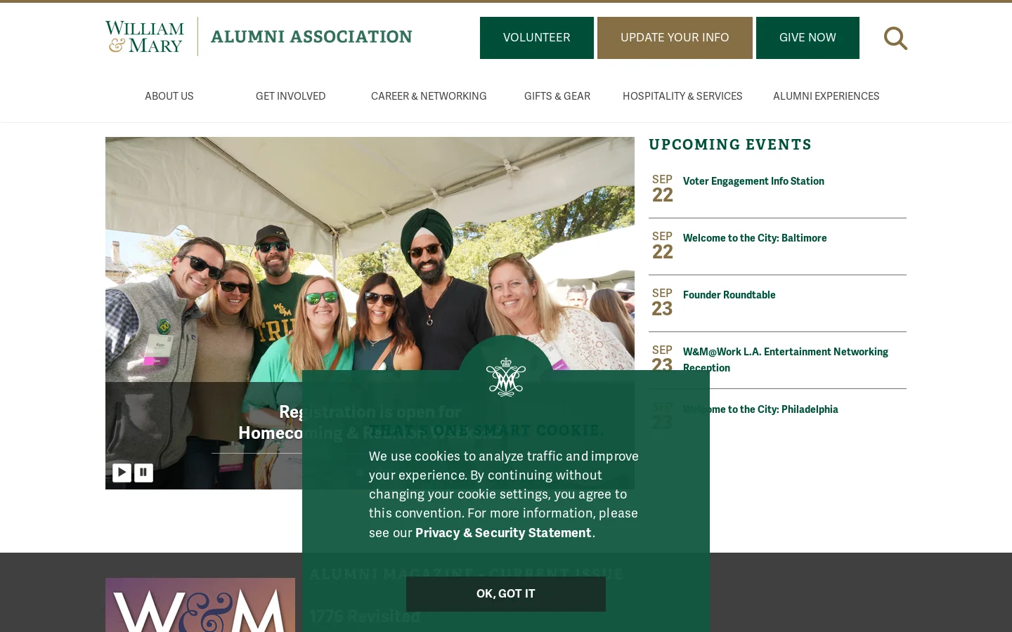 William & Mary Alumni Association Homepage screenshot