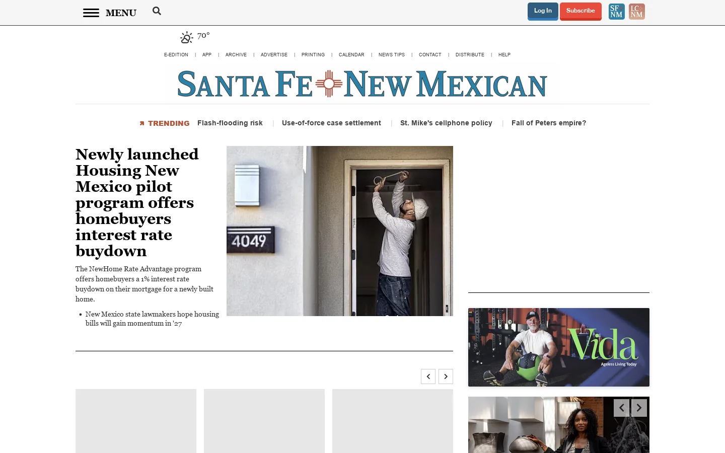 Santa Fe New Mexican homepage Homepage screenshot