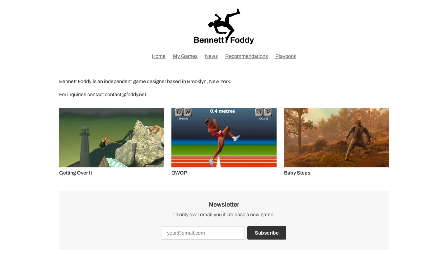 Home - Games By Bennett Foddy Homepage screenshot
