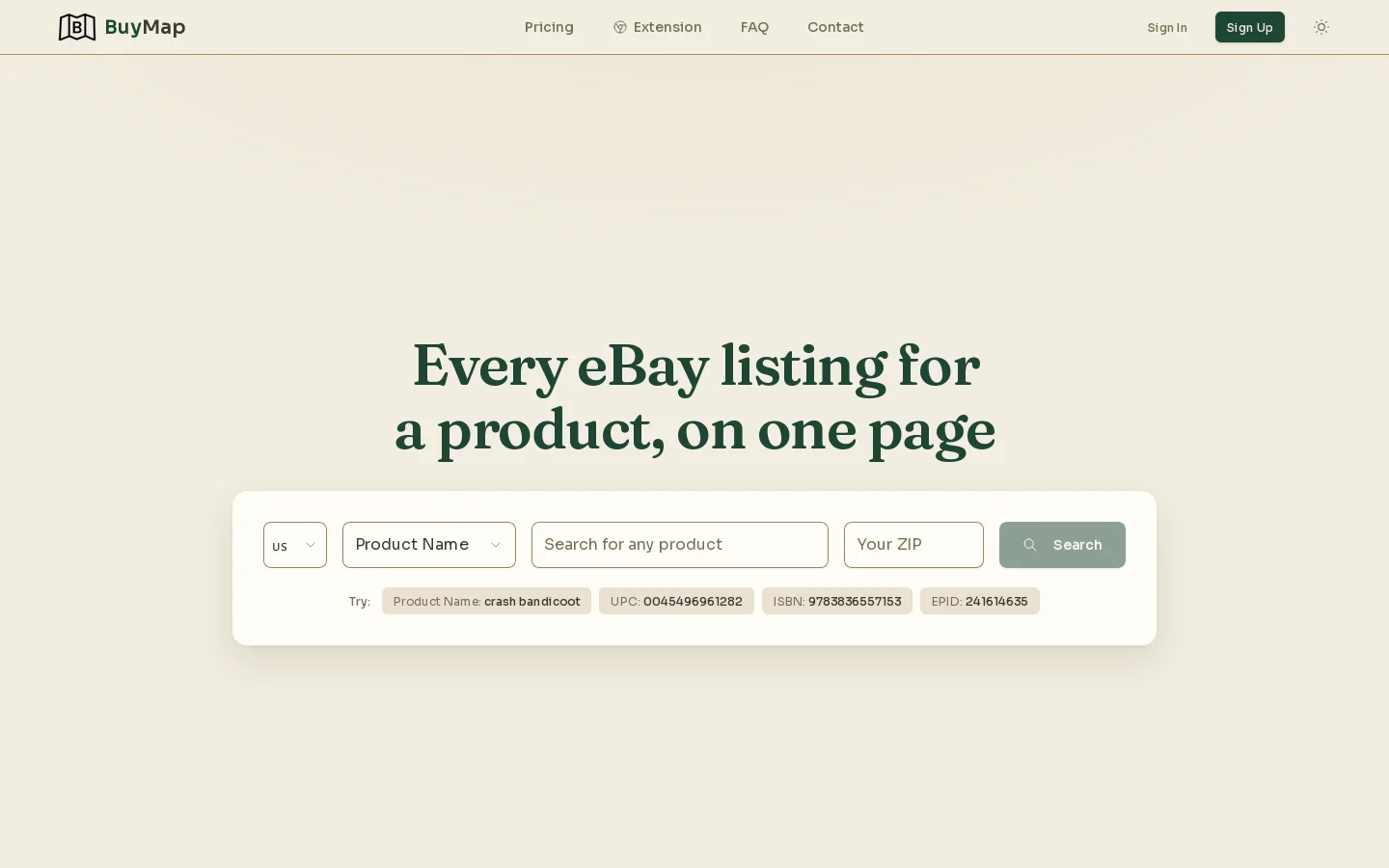 BuyMap Homepage screenshot