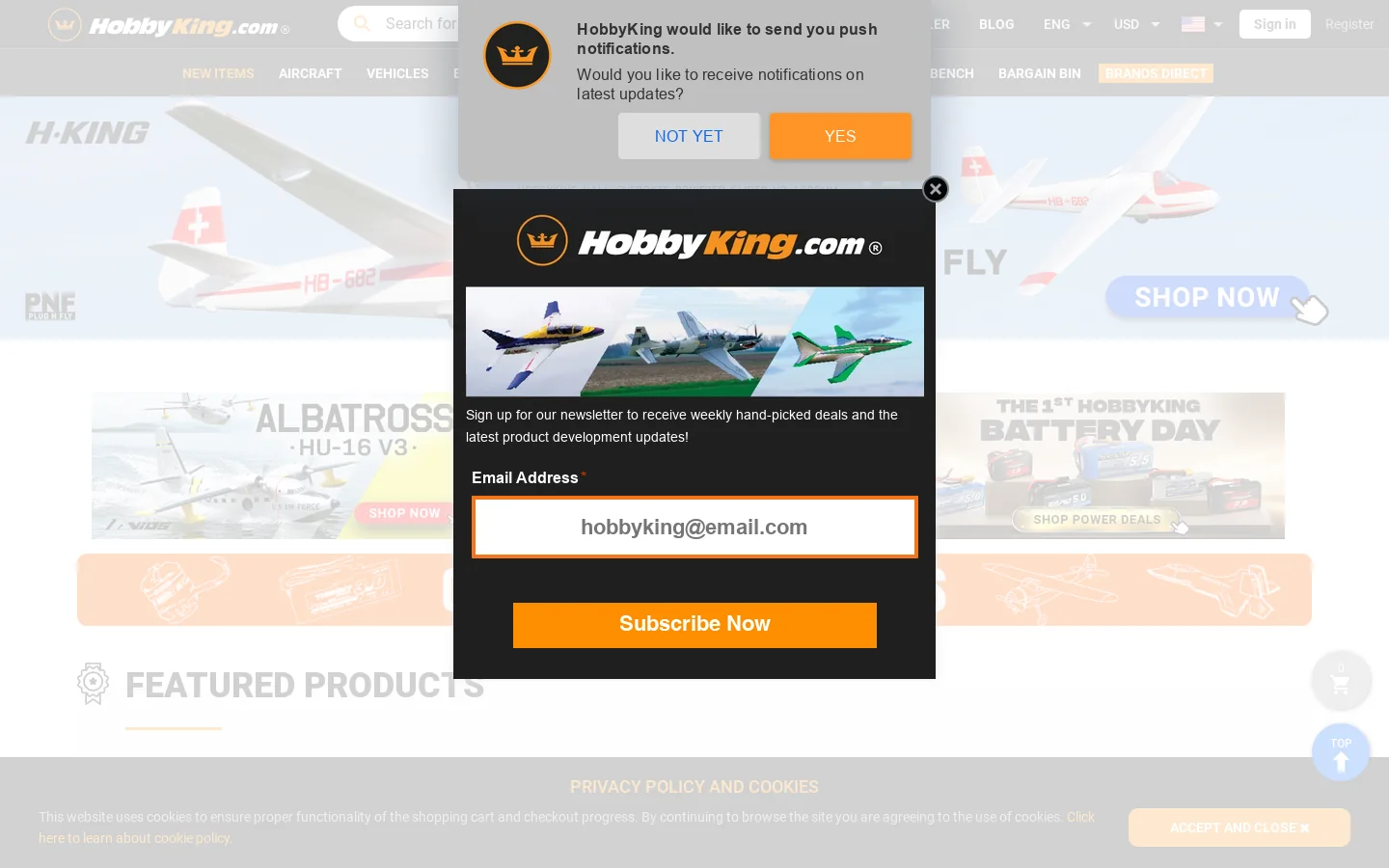 HobbyKing RC Hobby Store Homepage screenshot