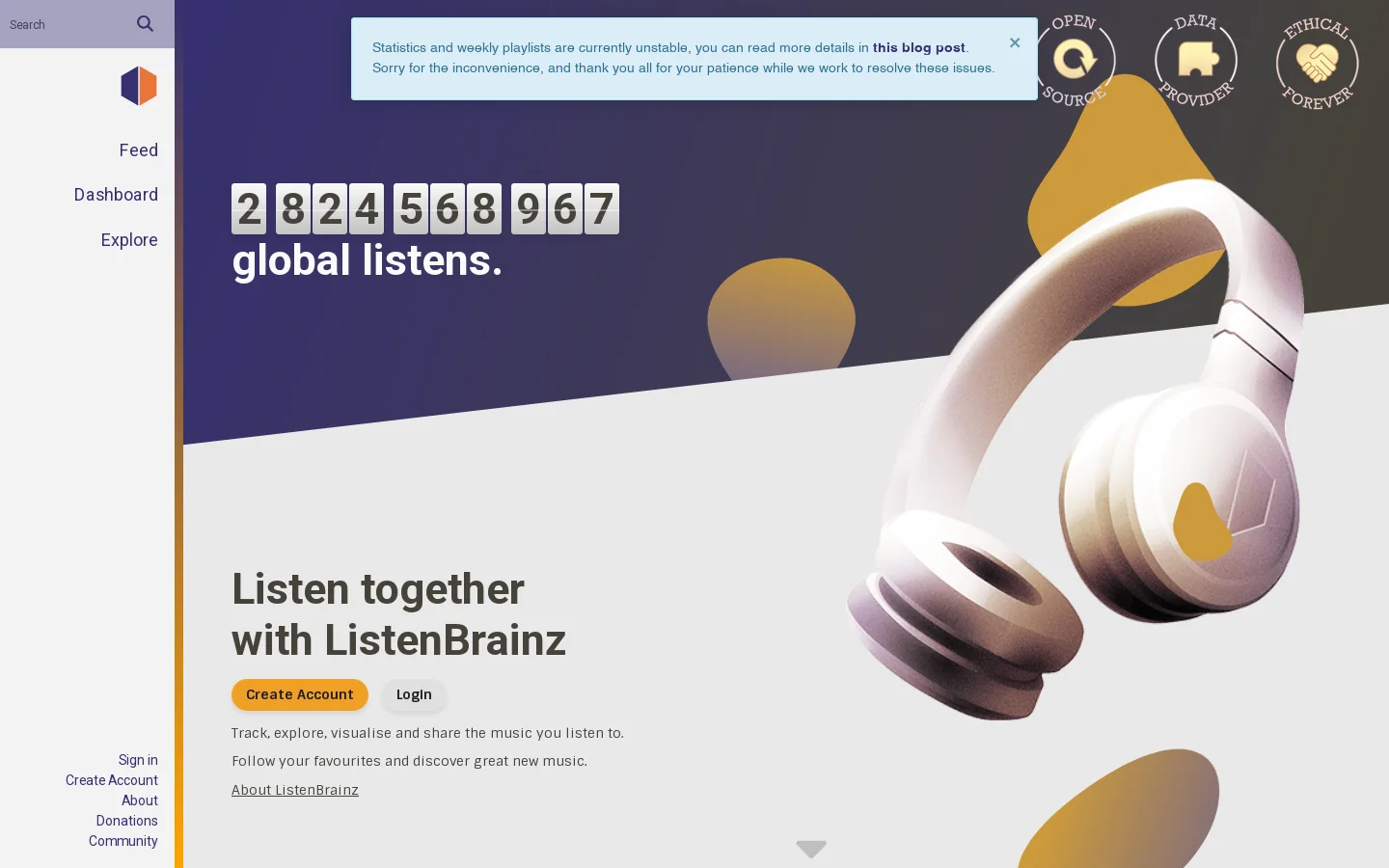 ListenBrainz Homepage screenshot